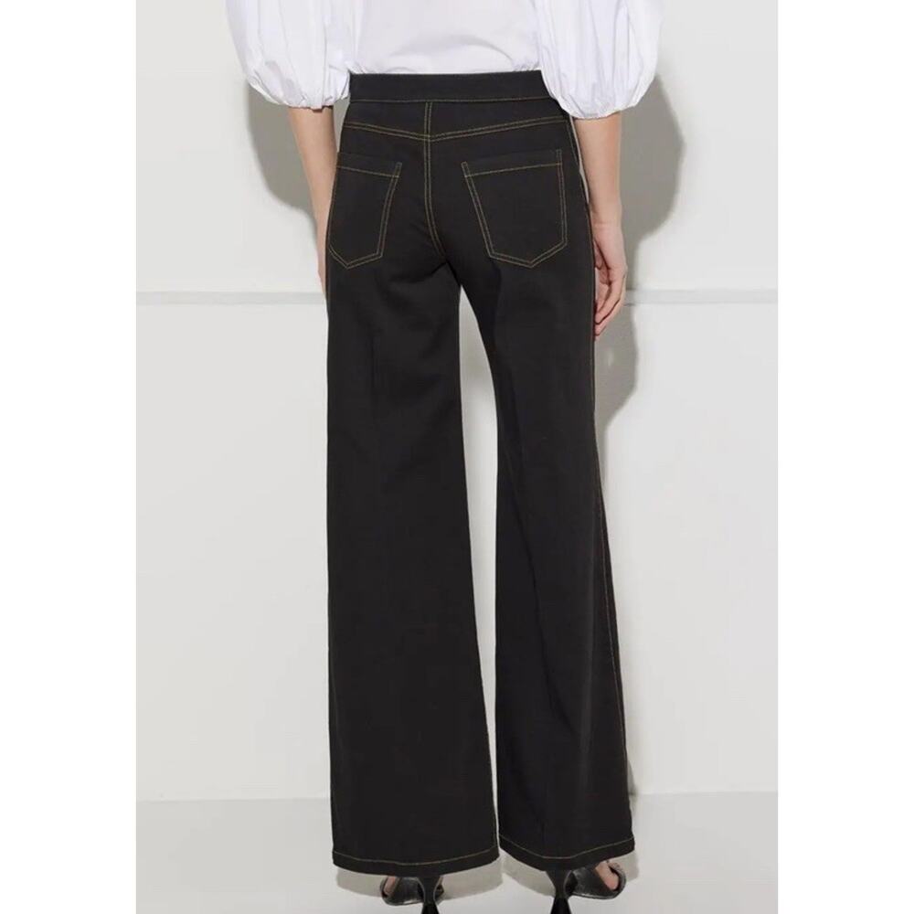 CALLAS MILANO Jane Cotton Stretch Flare Trousers - Black Size 48 USA 12 wide-leg - Picture 2 of 11